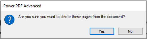 Image showing the Confirmation poo-up for deleting pages